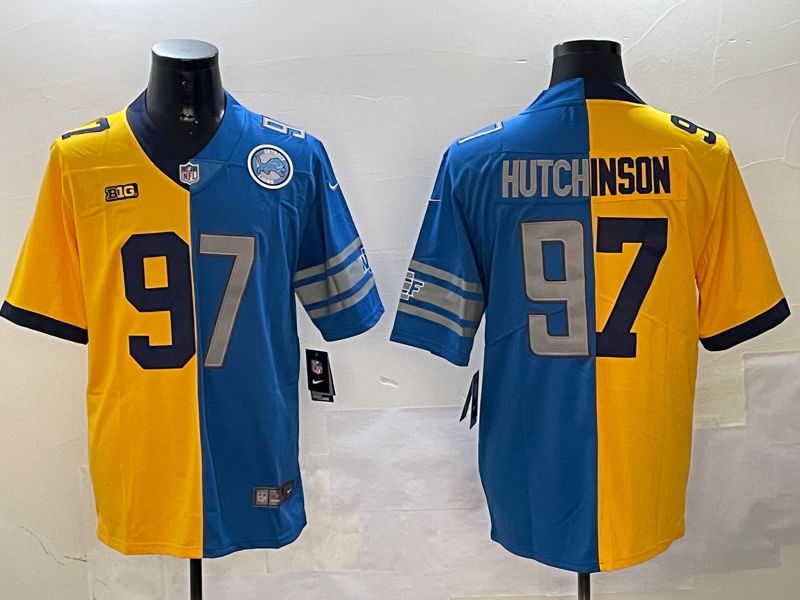 Men Detroit Lions #97 Hutchinson Blue yellow 2024 Nike Limited NFL Jersey style 2->detroit lions->NFL Jersey